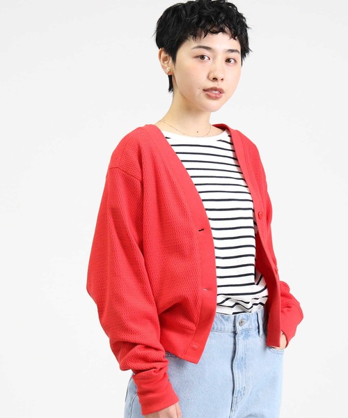 Right-on（ライトオン）の「【HONEYSUCKLE ROSE】ハニカムカットカーディガン（カーディガン/ボレロ・レディース・ダークグレー/キナリ/レッド・M/L）」の13枚目の写真