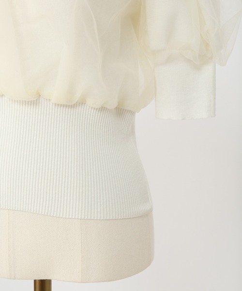 one after another NICE CLAUP(ワンアフターアナザーナイスクラップ)の「チュールドッキング半袖トップス(ニット/セーター・レディース・オフホワイト/ミント/モカ・FREE)」の21枚目の写真