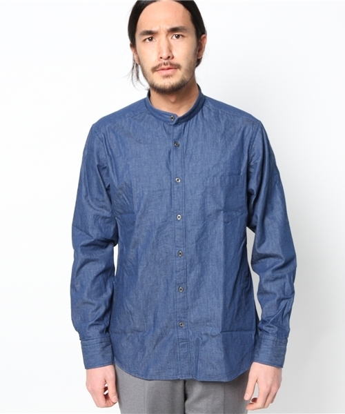 International Gallery BEAMS（インターナショナルギャラリービームス）の「◆International Gallery BEAMS / NO COLLAR SHIRT（シャツ/ブラウス・メンズ・ホワイト/インディゴブルー・LARGE/MEDIUM/SMALL/X-LARGE）」の18枚目の写真