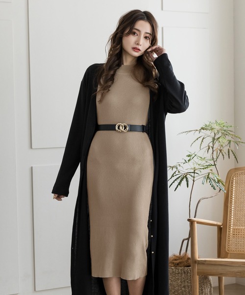 Julia Boutique（ジュリアブティック）の「ハイネックノースリーブタイトニットワンピース/22148（ワンピース・レディース・ブラック/グレー/ピンク/ネイビー/ブルー/ベージュ/モカ/グリーン/テラコッタ・ONE）」の19枚目の写真