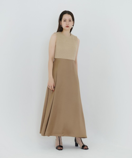 TINA：JOJUN（ティーナジョジュン）の「リボンブローチ付き ドッキングドレス TINA：JOJUN（ワンピース・レディース・ブラック/モカ・S/M）」の18枚目の写真