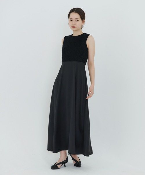 リボンブローチ付き ドッキングドレス TINA：JOJUN（ワンピース