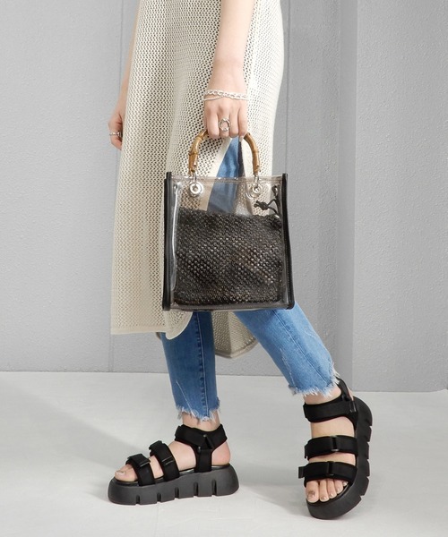 minia（ミニア）の「厚底ベルクロスポーツサンダル（サンダル・レディース・ブラック/ベージュ/カーキ/レオパード・S/M/L/LL）」の9枚目の写真