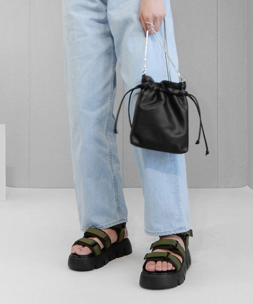 minia（ミニア）の「厚底ベルクロスポーツサンダル（サンダル・レディース・ブラック/ベージュ/カーキ/レオパード・S/M/L/LL）」の18枚目の写真