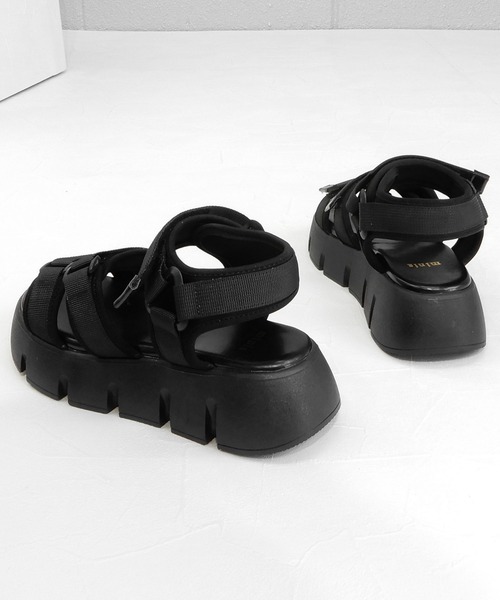 minia（ミニア）の「厚底ベルクロスポーツサンダル（サンダル・レディース・ブラック/ベージュ/カーキ/レオパード・S/M/L/LL）」の22枚目の写真