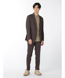 TAKA-Q（タカキュー）の「タカキューメンズ/TAKA-Q:MEN 軽量ストレッチ デニムルック茶 2ボタン2ピース ビジネスセットアップスーツ（スーツセット）」