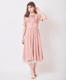 レーストリム襟ワンピース