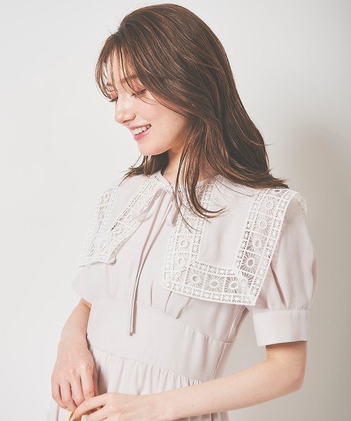 31 Sons de mode(トランテアン ソン ドゥ モード)の「レーストリム襟ワンピース(ワンピース・レディース・イエロー/ピンク/グレー系その他・38/36)」の12枚目の写真