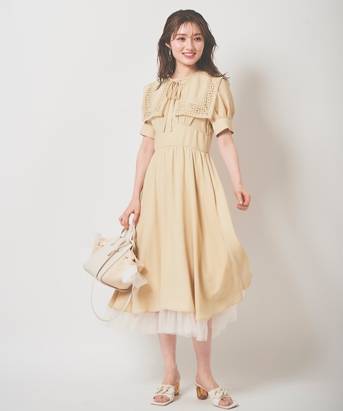 31 Sons de mode(トランテアン ソン ドゥ モード)の「レーストリム襟ワンピース(ワンピース・レディース・イエロー/ピンク/グレー系その他・38/36)」の14枚目の写真