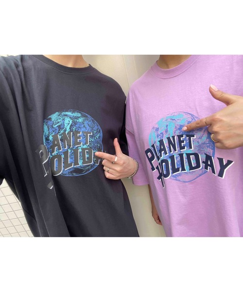 NO NEED(ノーニード)の「PLANETプリントBIGシルエットTシャツ オーバーサイズ/プリントロゴ/ビッグシルエット(Tシャツ/カットソー・メンズ・ホワイト/ブラック/バイオレット/チャコール・フリ-)」の5枚目の写真