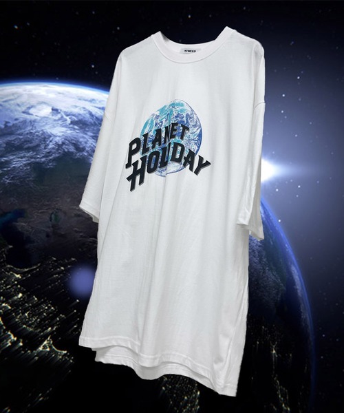 NO NEED(ノーニード)の「PLANETプリントBIGシルエットTシャツ オーバーサイズ/プリントロゴ/ビッグシルエット(Tシャツ/カットソー・メンズ・ホワイト/ブラック/バイオレット/チャコール・フリ-)」の22枚目の写真