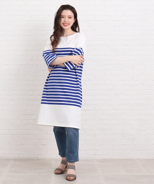 SHOO・LA・RUE(シューラルー)の「◆切り替えパネルボーダー柄ワンピース(ワンピース・レディース・レッド系4/ブラック系2/ブルー系2・02/03/04)」の9枚目の写真
