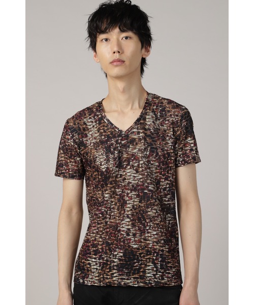 TORNADO MART(トルネードマート)の「TORNADO MART∴アニマルプリントタックJQ半袖カットソー(Tシャツ/カットソー・メンズ・イエロー/ブルー・M/L/LL)」の1枚目の写真