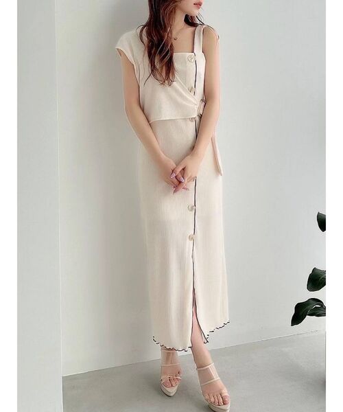 RESEXXY（リゼクシー）の「メローアシメリブワンピース（ワンピース・レディース・ブラック/ブラウン/アイボリー・FREE）」の2枚目の写真