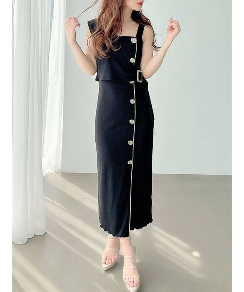 RESEXXY（リゼクシー）の「メローアシメリブワンピース（ワンピース・レディース・ブラック/ブラウン/アイボリー・FREE）」の3枚目の写真