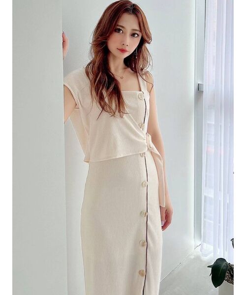 RESEXXY（リゼクシー）の「メローアシメリブワンピース（ワンピース・レディース・ブラック/ブラウン/アイボリー・FREE）」の9枚目の写真