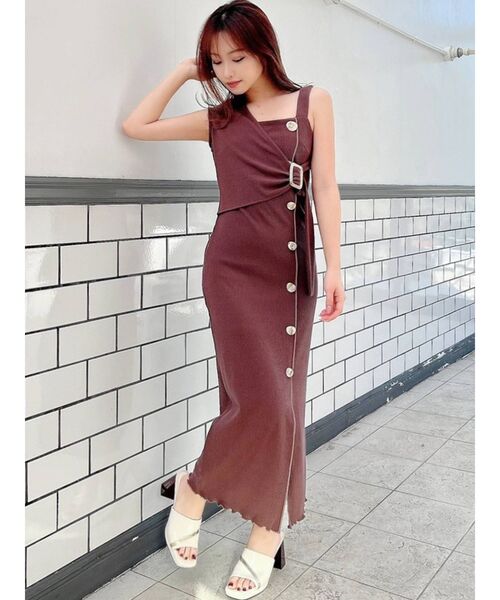 RESEXXY（リゼクシー）の「メローアシメリブワンピース（ワンピース・レディース・ブラック/ブラウン/アイボリー・FREE）」の4枚目の写真