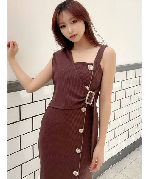 RESEXXY（リゼクシー）の「メローアシメリブワンピース（ワンピース・レディース・ブラック/ブラウン/アイボリー・FREE）」の7枚目の写真