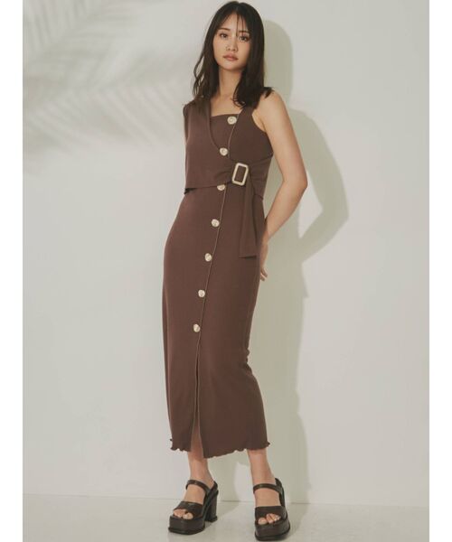 RESEXXY（リゼクシー）の「メローアシメリブワンピース（ワンピース・レディース・ブラック/ブラウン/アイボリー・FREE）」の10枚目の写真