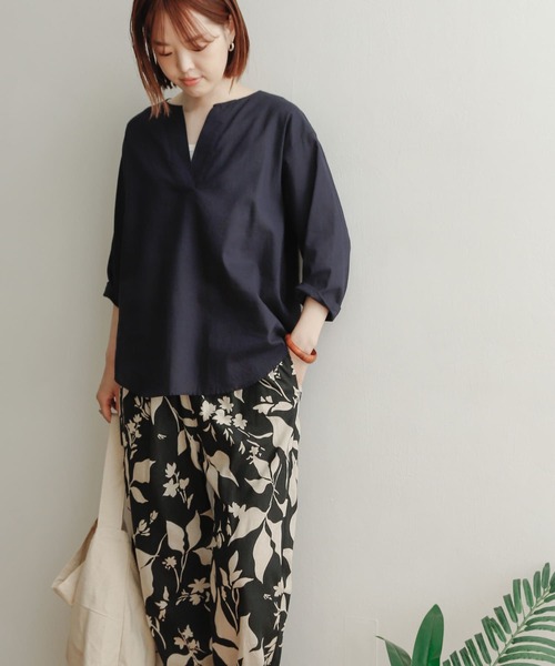 URBAN RESEARCH DOORS（アーバンリサーチドアーズ）の「リネンコットンスキッパーシャツ（シャツ/ブラウス・レディース・ネイビー/オフホワイト/ブルー・MEDIUM）」の14枚目の写真