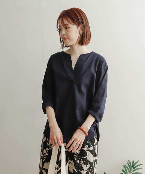 URBAN RESEARCH DOORS（アーバンリサーチドアーズ）の「リネンコットンスキッパーシャツ（シャツ/ブラウス・レディース・ネイビー/オフホワイト/ブルー・MEDIUM）」の15枚目の写真