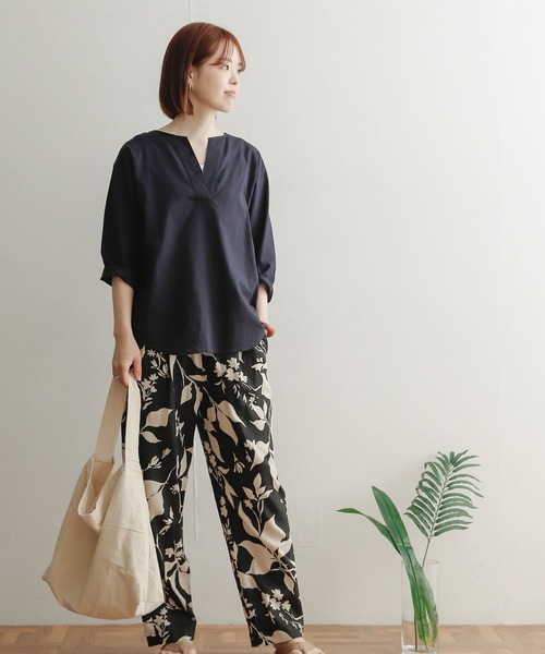 URBAN RESEARCH DOORS（アーバンリサーチドアーズ）の「リネンコットンスキッパーシャツ（シャツ/ブラウス・レディース・ネイビー/オフホワイト/ブルー・MEDIUM）」の22枚目の写真