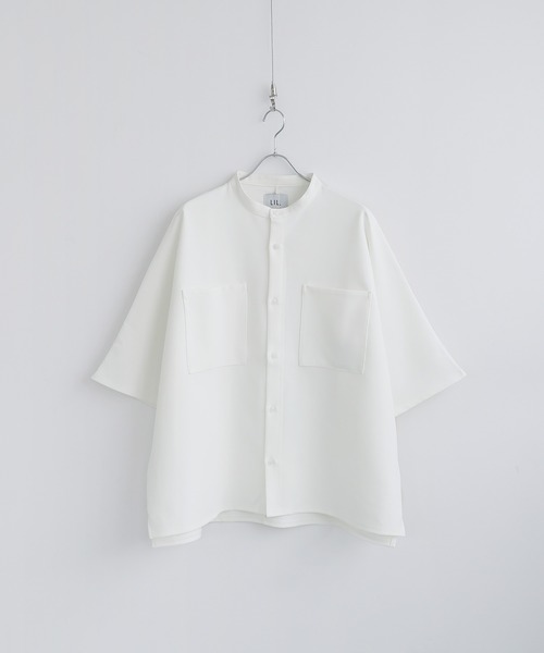 LILL(リル)の「ハーフスリーブドルマンバンドカラーシャツ(シャツ/ブラウス・メンズ・ホワイト/ライトブルー/ブラック/ダークグリーン/ブルー/グリーン/ライトグレー/ベージュ/ワイン/ダークグレー・S/M/L/XL)」の12枚目の写真