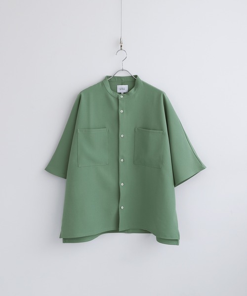 LILL(リル)の「ハーフスリーブドルマンバンドカラーシャツ(シャツ/ブラウス・メンズ・ホワイト/ライトブルー/ブラック/ダークグリーン/ブルー/グリーン/ライトグレー/ベージュ/ワイン/ダークグレー・S/M/L/XL)」の13枚目の写真