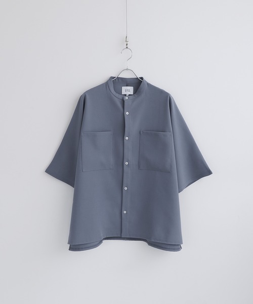 LILL(リル)の「ハーフスリーブドルマンバンドカラーシャツ(シャツ/ブラウス・メンズ・ホワイト/ライトブルー/ブラック/ダークグリーン/ブルー/グリーン/ライトグレー/ベージュ/ワイン/ダークグレー・S/M/L/XL)」の14枚目の写真