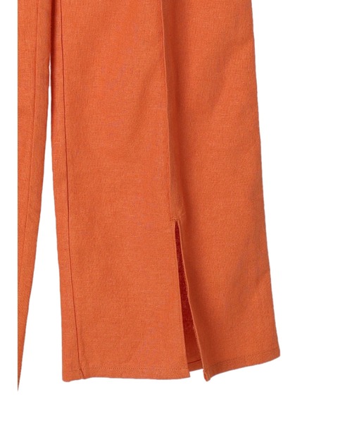 Green　Parks（グリーンパークス）の「ベルギーリネン混 スリット入りパンツ（その他パンツ・レディース・オレンジ/ブルー/ダークグレー/モカ・FREE）」の8枚目の写真