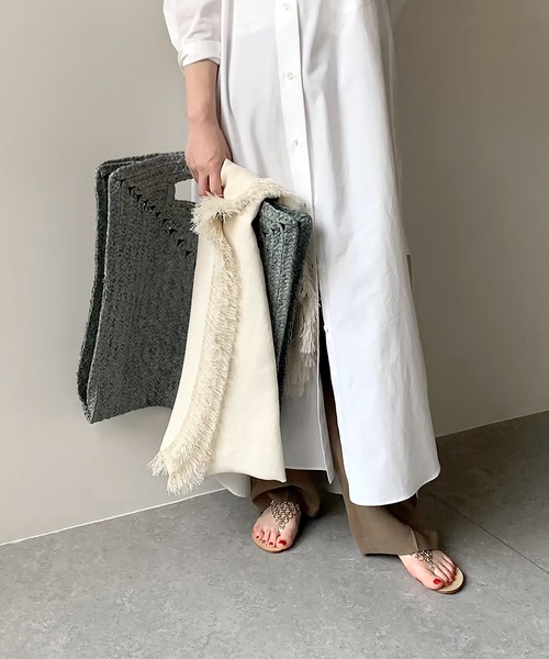 MADE IN MADA（メイドインマダ）の「【MADE IN MADA】ラフィアビッグトート（トートバッグ・レディース・ブラウン/ライトグレー・FREE）」の4枚目の写真