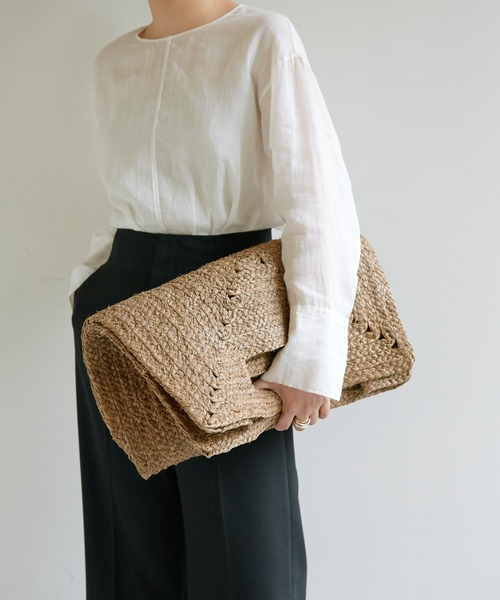 MADE IN MADA（メイドインマダ）の「【MADE IN MADA】ラフィアビッグトート（トートバッグ・レディース・ブラウン/ライトグレー・FREE）」の12枚目の写真