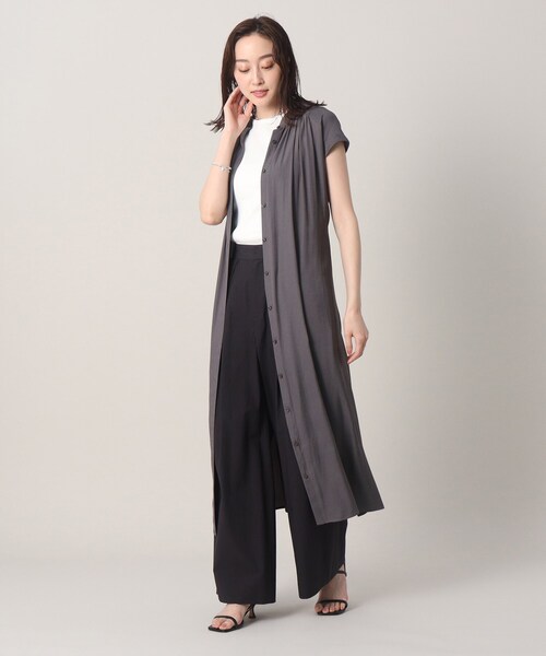 UNTITLED（アンタイトル）の「◆バンドカラー2WAYワンピース＜洗える＞（ワンピース・レディース・チャコールグレー/ブルー/ブラック/サックスブルー/カーキ・48/04/02/44/00）」の16枚目の写真