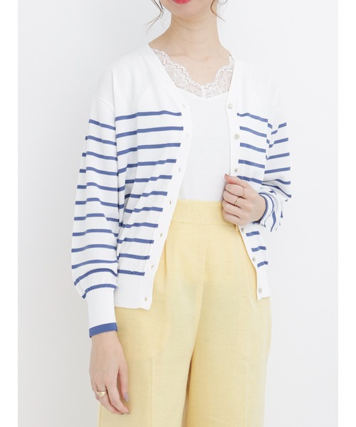 Te chichi（テチチ）の「金ボタンVネックカーディガン（カーディガン/ボレロ・レディース・オフホワイト/イエロー/ブルー/チャコール・ﾌﾘ-）」の9枚目の写真