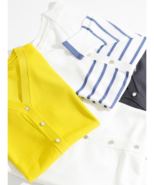 Te chichi（テチチ）の「金ボタンVネックカーディガン（カーディガン/ボレロ・レディース・オフホワイト/イエロー/ブルー/チャコール・ﾌﾘ-）」の7枚目の写真