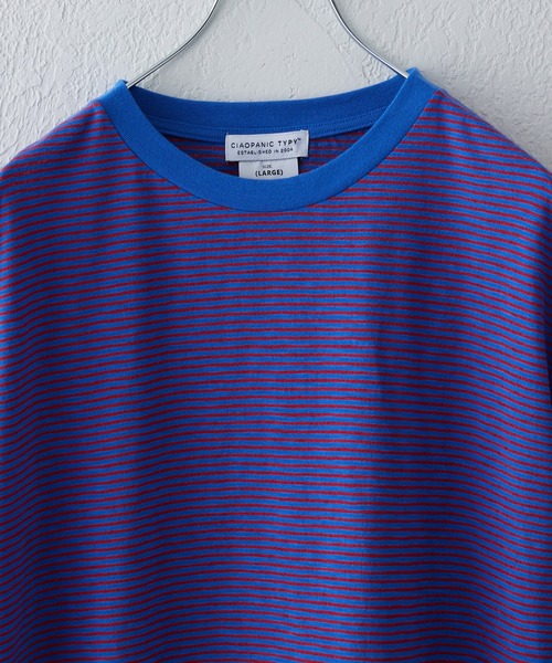 CIAOPANIC TYPY(チャオパニックティピー)の「レトロボーダーハーフスリーブTEE(Tシャツ/カットソー・メンズ・グレー/ブルー/サックスブルー/ピンク・S/M/L)」の17枚目の写真