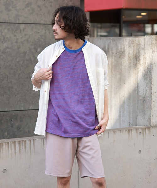 CIAOPANIC TYPY(チャオパニックティピー)の「レトロボーダーハーフスリーブTEE(Tシャツ/カットソー・メンズ・グレー/ブルー/サックスブルー/ピンク・S/M/L)」の16枚目の写真