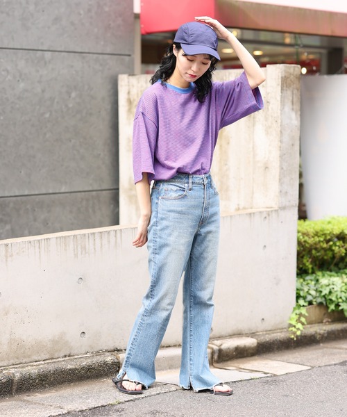 CIAOPANIC TYPY(チャオパニックティピー)の「レトロボーダーハーフスリーブTEE(Tシャツ/カットソー・メンズ・グレー/ブルー/サックスブルー/ピンク・S/M/L)」の15枚目の写真