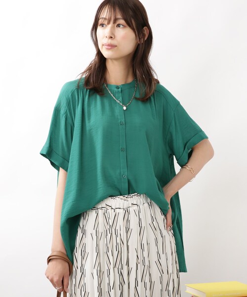 DRESKIP（ドレスキップ）の「◆バンドカラー裾フレアーブラウス（シャツ/ブラウス・レディース・オフホワイト/グレー系その他/グリーン/ライトベージュ・02/03/04）」の20枚目の写真