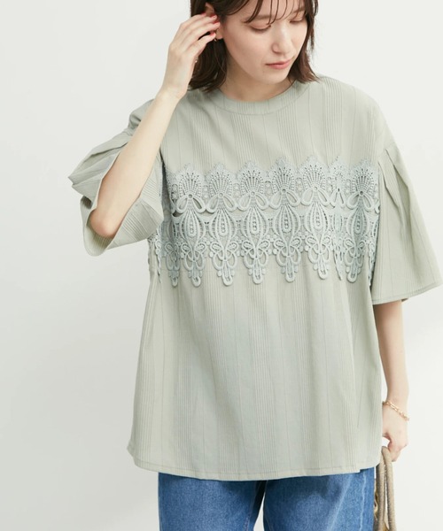 ELENCARE DUE（エレンカーレデュエ）の「・ELENCARE DUE ケミカルレースブラウス（シャツ/ブラウス・レディース・ブラック/オフホワイト/ライトカーキ・FREE）」の3枚目の写真