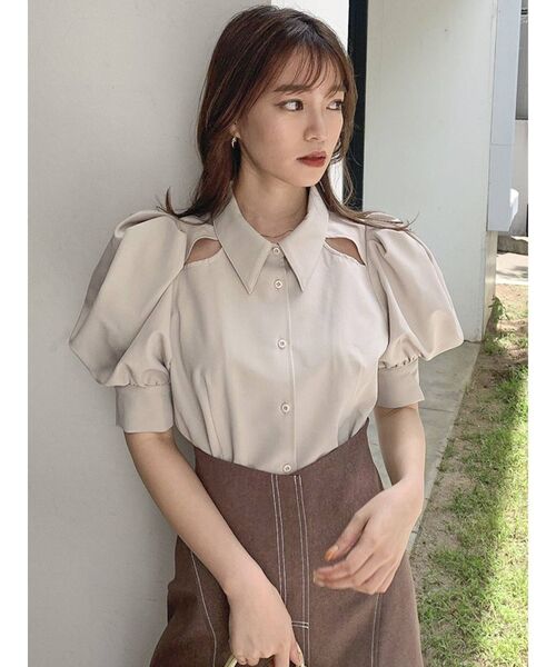 dazzlin（ダズリン）の「カットアウトデザインブラウス（シャツ/ブラウス・レディース・ブラウン/オフホワイト/ベージュ・FREE）」の19枚目の写真