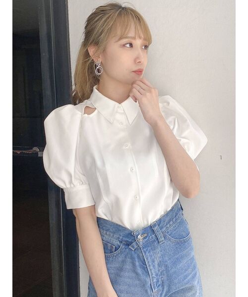 dazzlin（ダズリン）の「カットアウトデザインブラウス（シャツ/ブラウス・レディース・ブラウン/オフホワイト/ベージュ・FREE）」の9枚目の写真