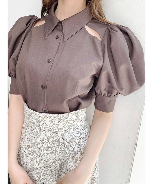 dazzlin（ダズリン）の「カットアウトデザインブラウス（シャツ/ブラウス・レディース・ブラウン/オフホワイト/ベージュ・FREE）」の10枚目の写真