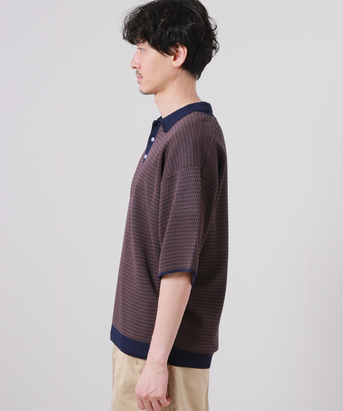 JOURNAL STANDARD（ジャーナルスタンダード）の「ジャガード チドリニット ポロシャツ（ポロシャツ・メンズ・ブラック/ネイビー/ライトグリーン・MEDIUM/LARGE）」の16枚目の写真