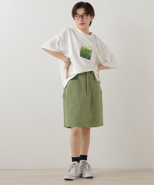 DOUBLE NAME（ダブルネーム）の「ウエスト釦ダイヤステッチひざ上丈スカート（スカート・レディース・カーキ/サックスブルー/キナリ・FREE）」の12枚目の写真