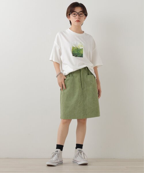 DOUBLE NAME（ダブルネーム）の「ウエスト釦ダイヤステッチひざ上丈スカート（スカート・レディース・カーキ/サックスブルー/キナリ・FREE）」の16枚目の写真