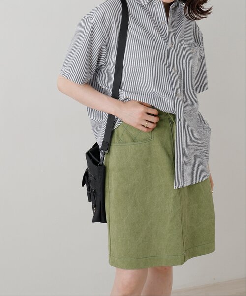DOUBLE NAME（ダブルネーム）の「ウエスト釦ダイヤステッチひざ上丈スカート（スカート・レディース・カーキ/サックスブルー/キナリ・FREE）」の20枚目の写真