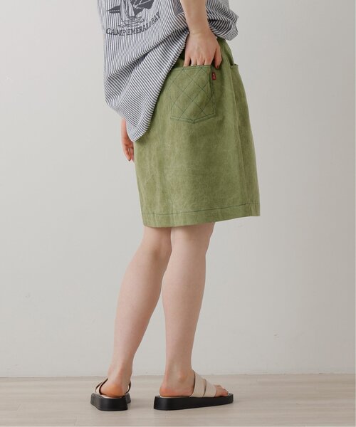 DOUBLE NAME（ダブルネーム）の「ウエスト釦ダイヤステッチひざ上丈スカート（スカート・レディース・カーキ/サックスブルー/キナリ・FREE）」の18枚目の写真