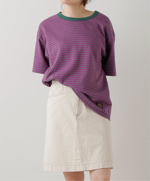 DOUBLE NAME（ダブルネーム）の「ウエスト釦ダイヤステッチひざ上丈スカート（スカート・レディース・カーキ/サックスブルー/キナリ・FREE）」の6枚目の写真