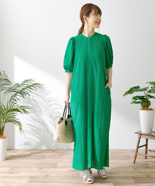 URBAN RESEARCH Sonny Label(アーバンリサーチサニーレーベル)の「コットンレースパフスリーブワンピース(ワンピース・レディース・ブラウン/ブラック/グリーン・FREE)」の8枚目の写真